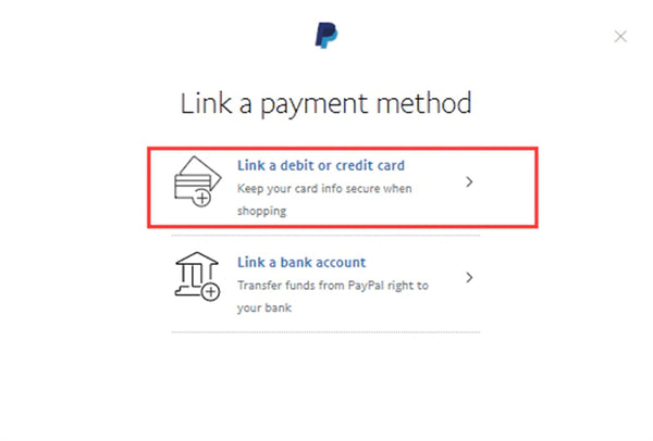 Choose Link a Debit or Credit Card