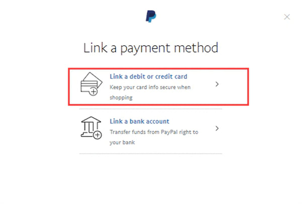 Choose Link a Debit or Credit Card