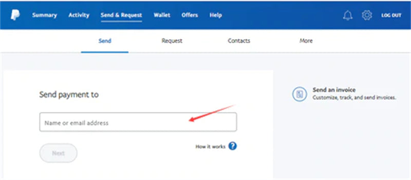 Enter the paypal account your send payment to