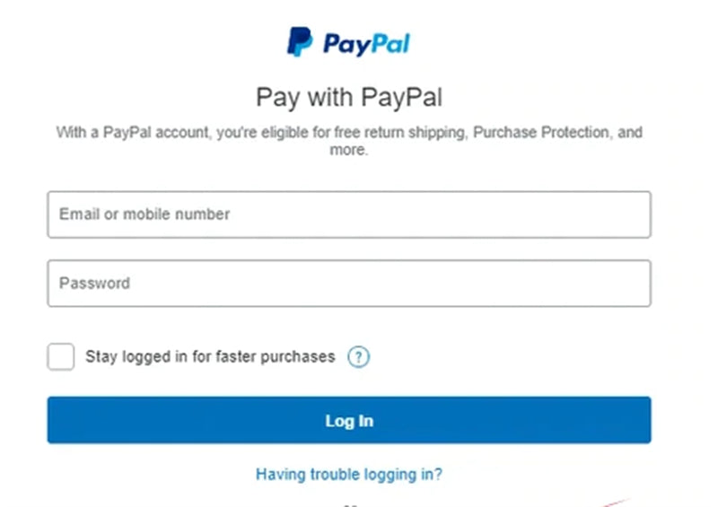 Log in your Paypal account and pay with your card