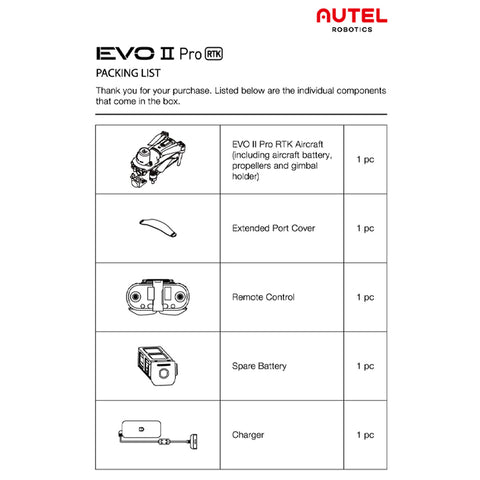 evo 2 pro packing list