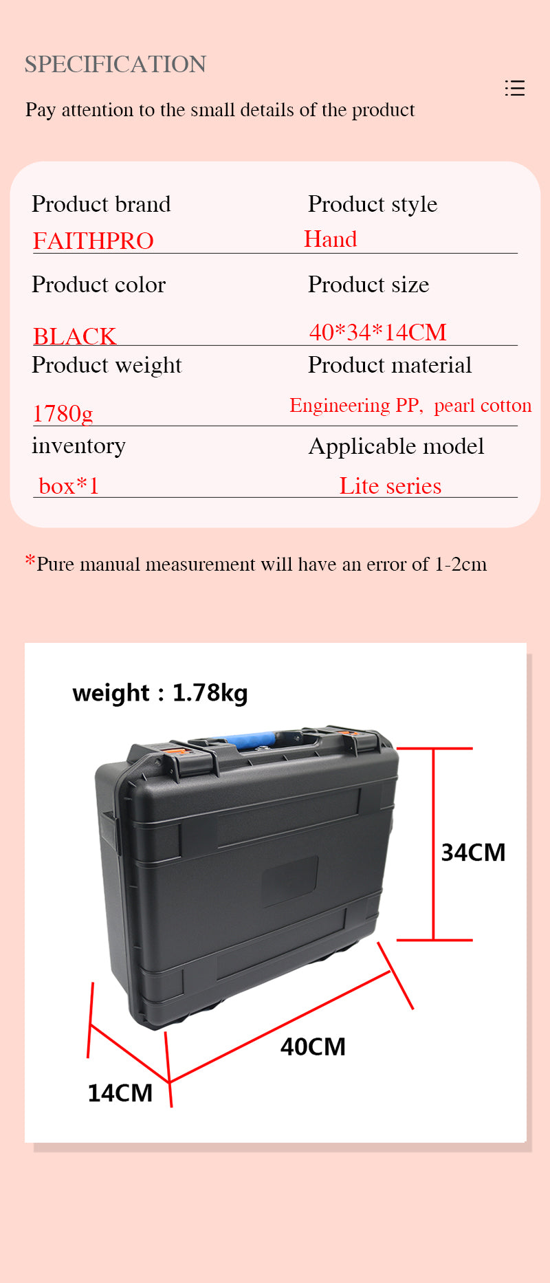 evo lite bag specification weight size