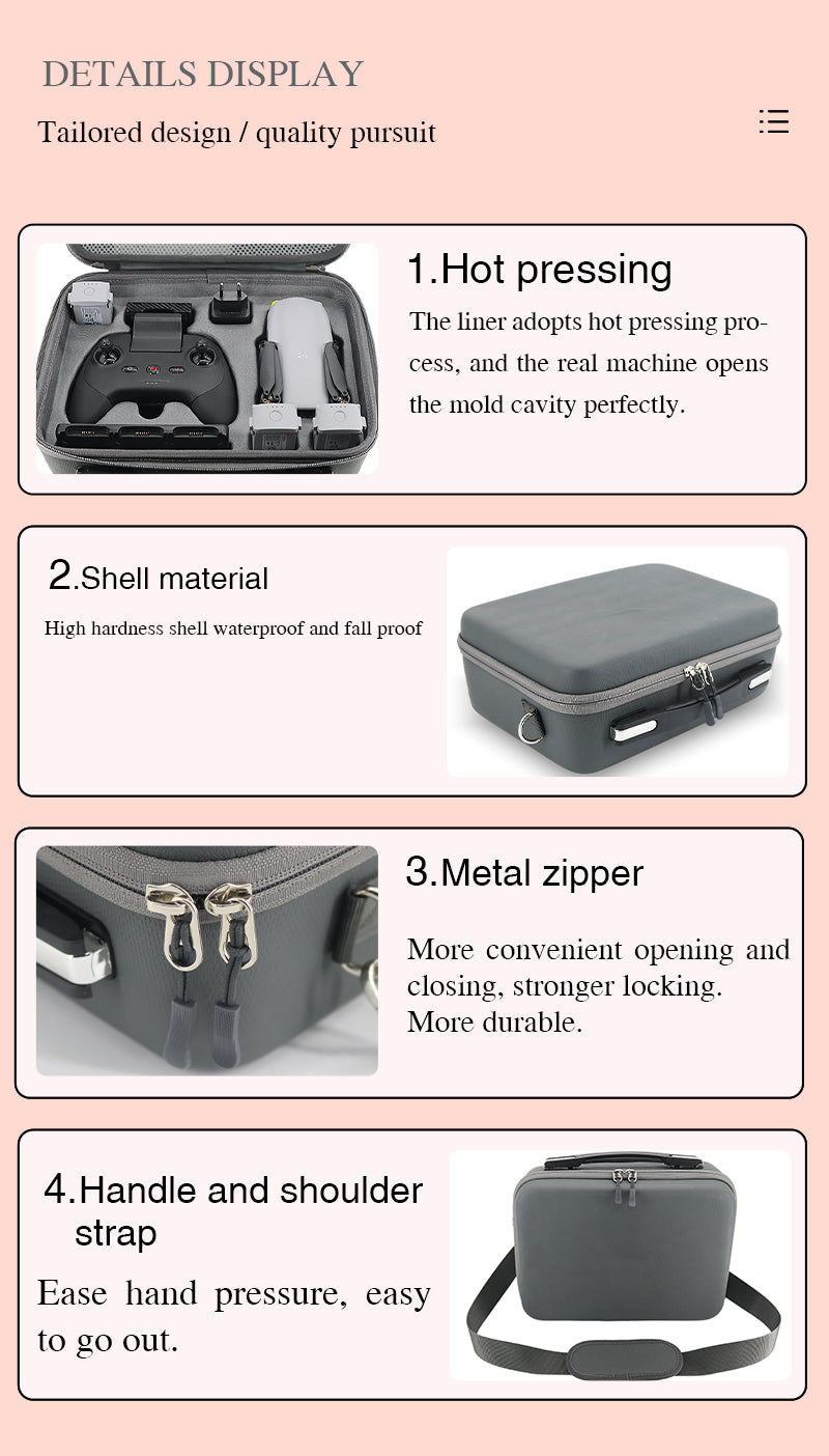 evo nano box hot pressing hard shell metal zipper shoulder bag
