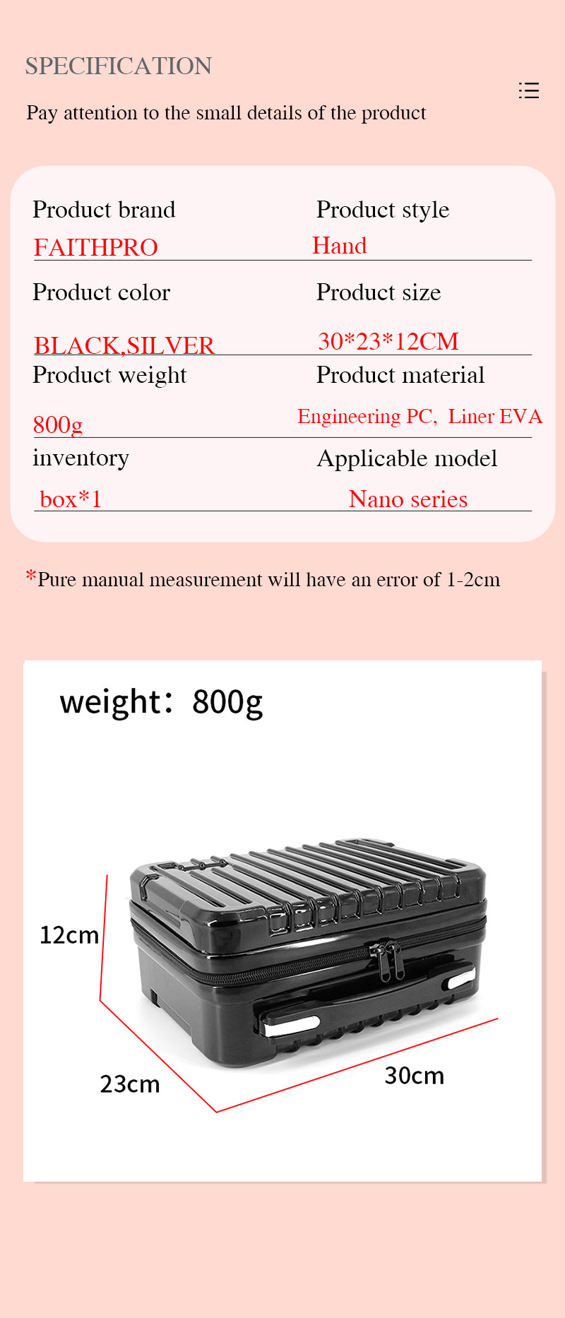 nano+ case specification and size