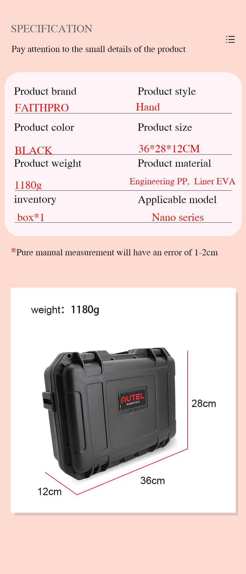 suitcase specification and size