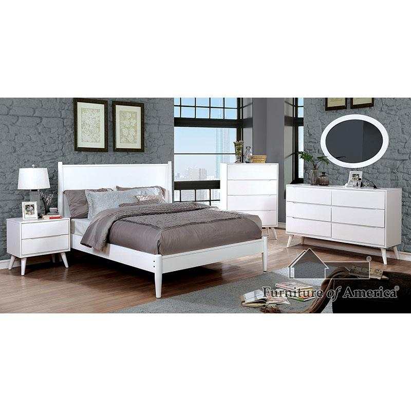 Lennart White 4 Pc. Full Bedroom Set w/ Oval Mirror