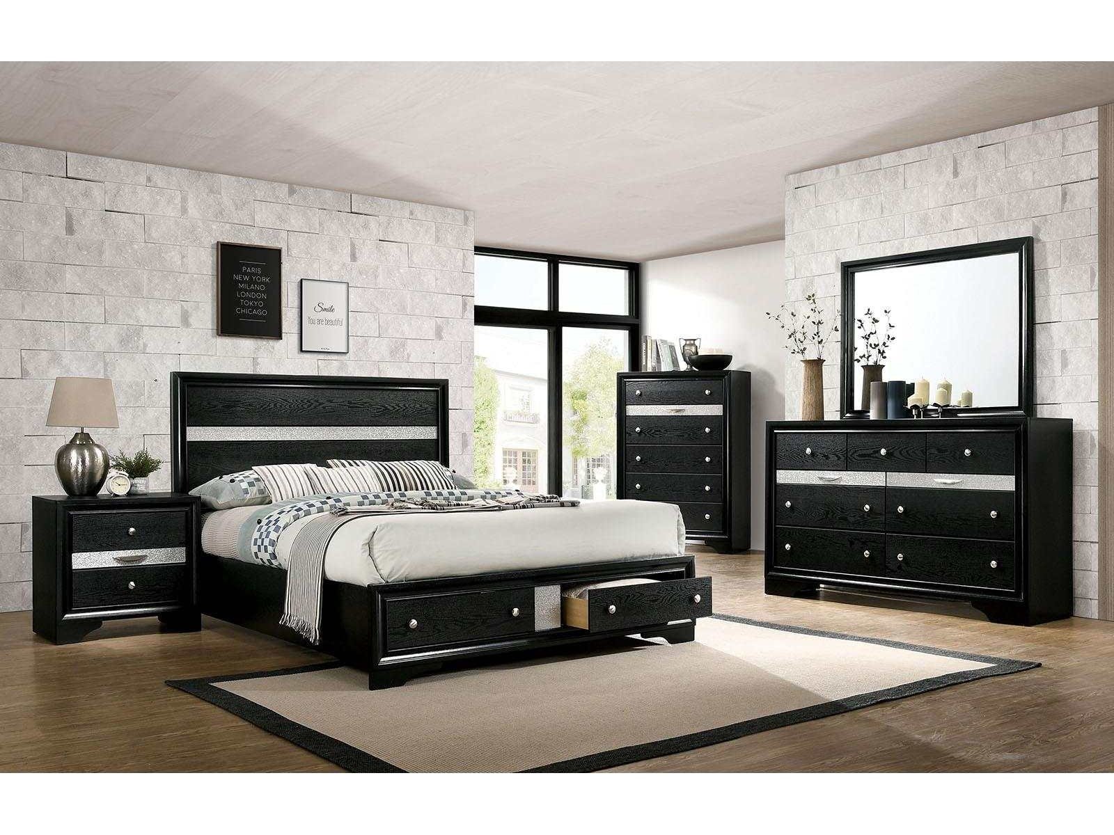 Chrissy Black 5 Pc. Queen Bedroom Set w/ Night Stand