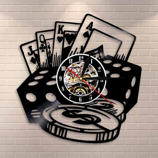 Led Light Poker Theme Creative Retro Nostalgic Wall Clock