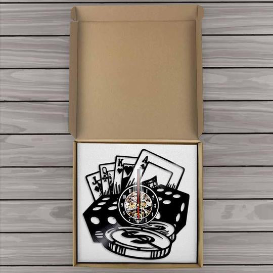 Led Light Poker Theme Creative Retro Nostalgic Wall Clock