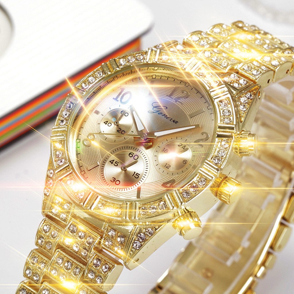 Crystal Quartz Stainless Steel Analog Wrist Watch
