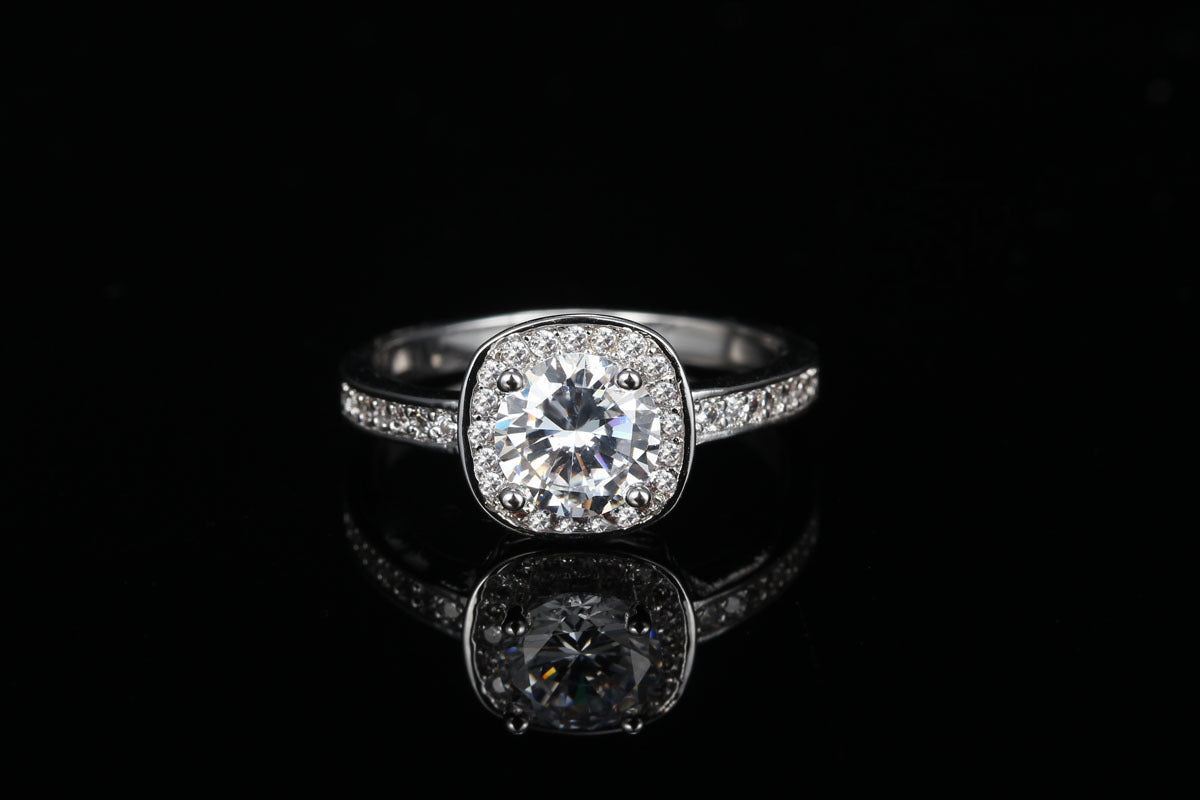 Silver plated zircon ring