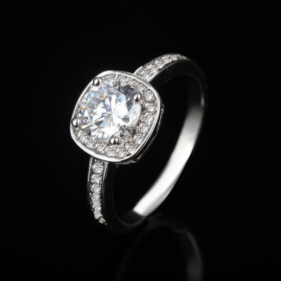 Silver plated zircon ring