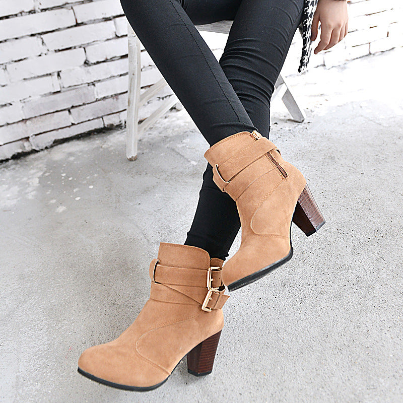 High Heels Leather Ankle Boots