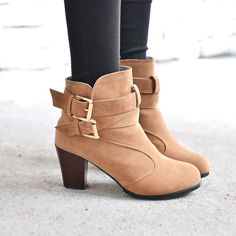 High Heels Leather Ankle Boots