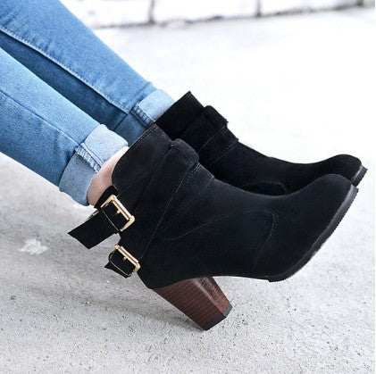 High Heels Leather Ankle Boots