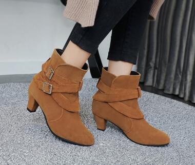 High Heels Leather Ankle Boots