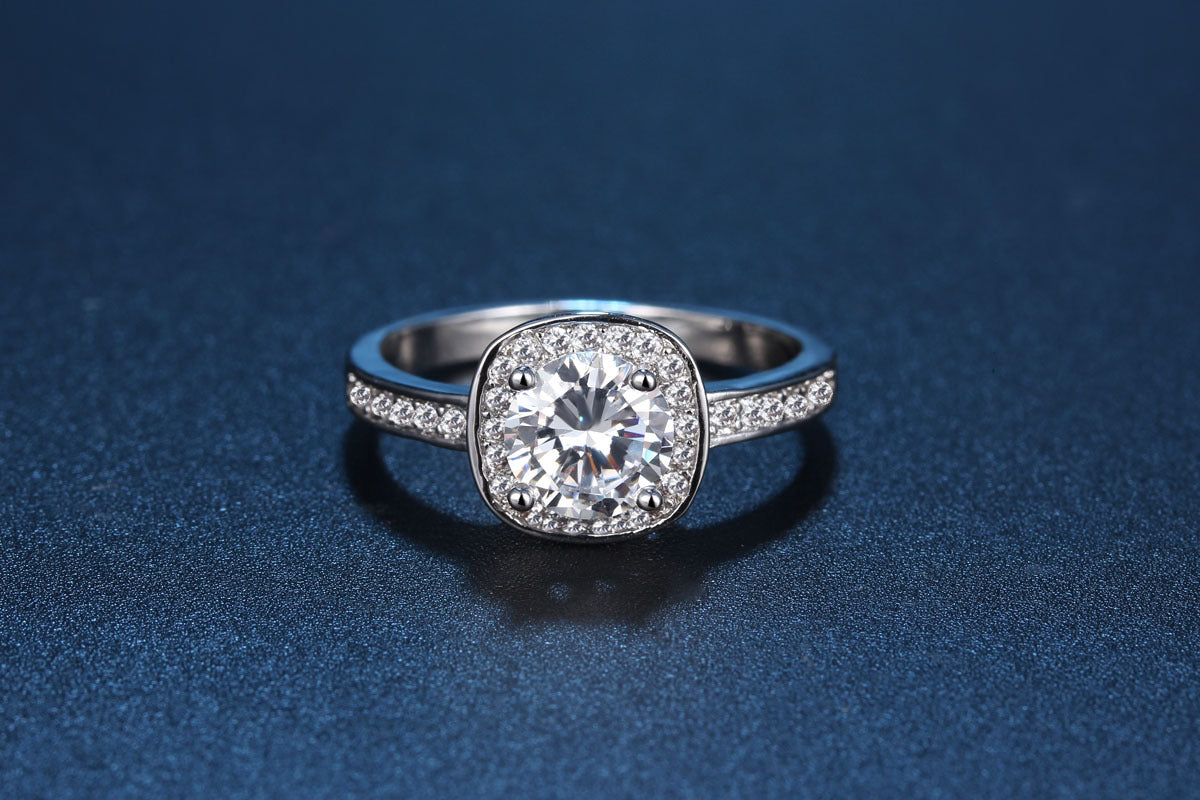 Silver plated zircon ring