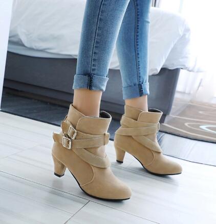 High Heels Leather Ankle Boots