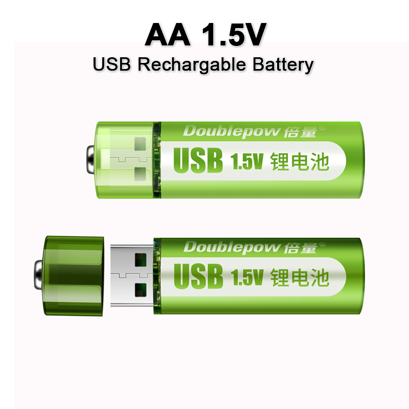 USB Rechargeable Lithium Battery Large Capacity 1.5v Constant Voltage AA