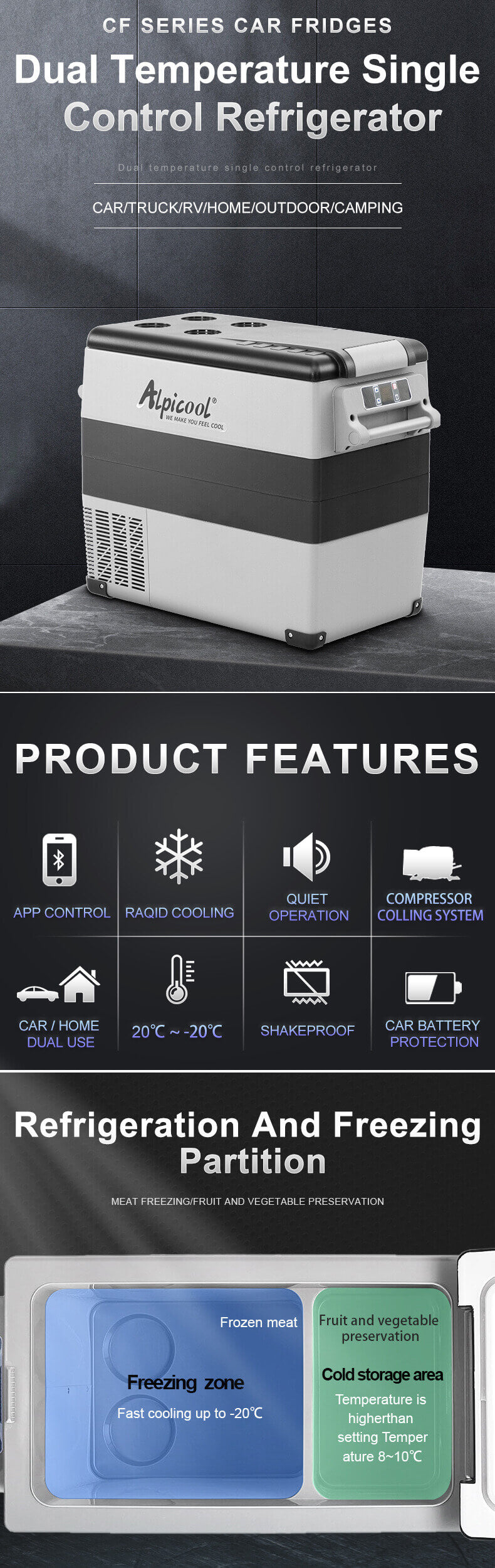Alpicool CF35/45/55L Car Truck Fridge or Dormitory Freezer – BetiLife™