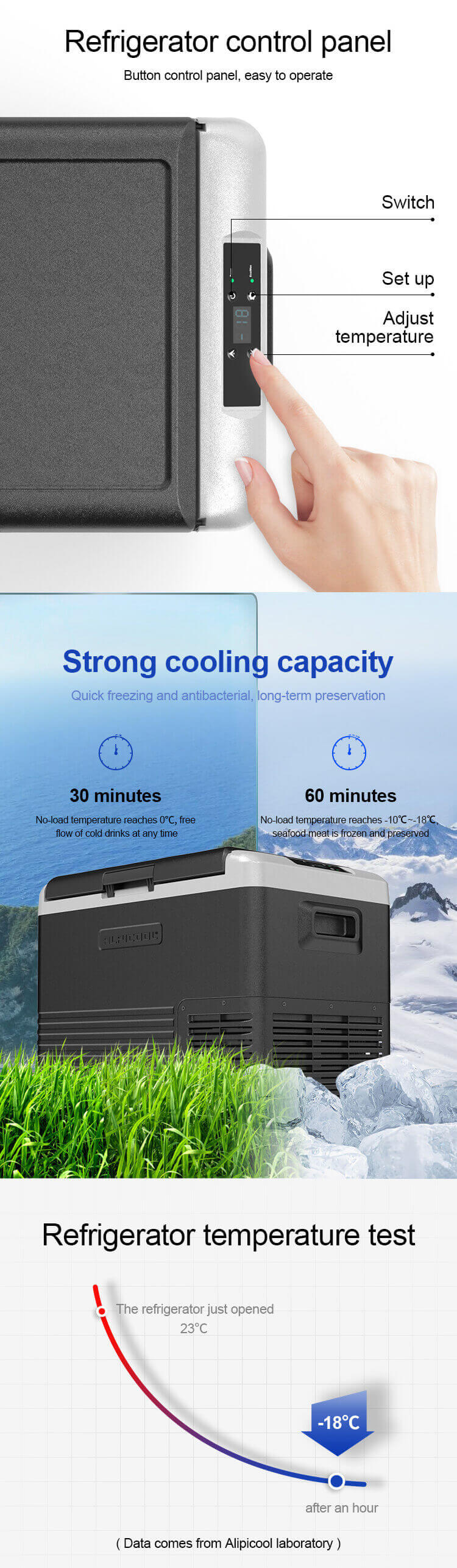 Alpicool CL30 30L potable camping fridge freezer refrigerator car cooler with APP control 4