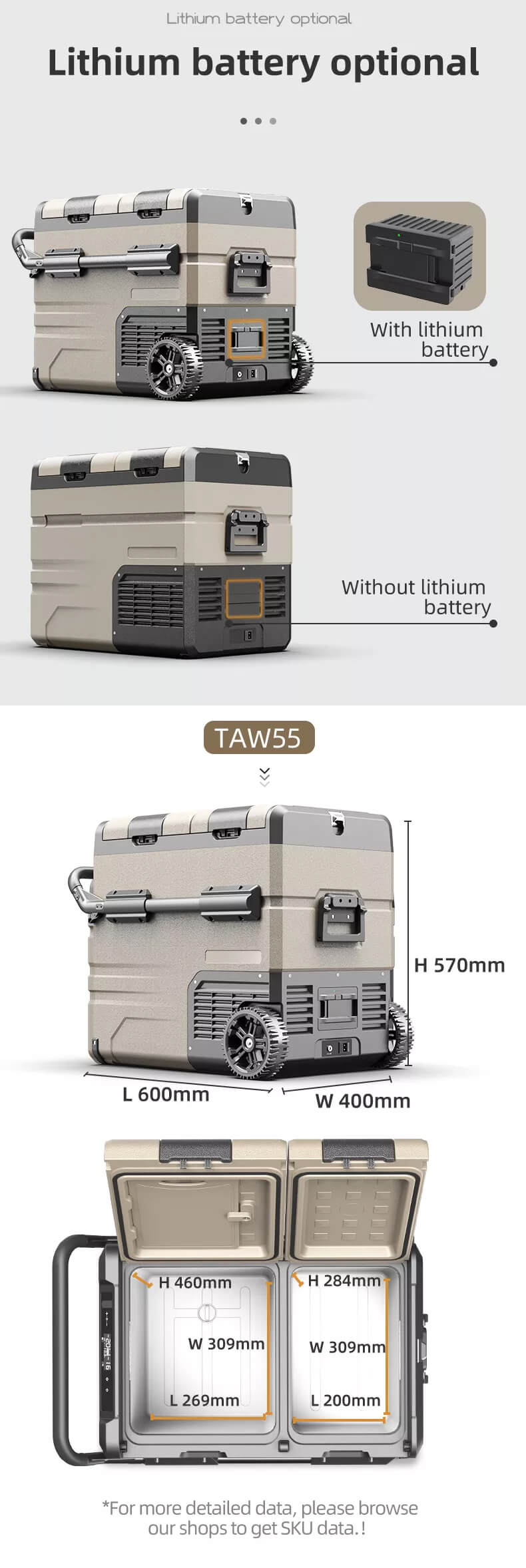 Alpicool TAW55 Portable Dual-Zone Camping Car Fridge Details 7