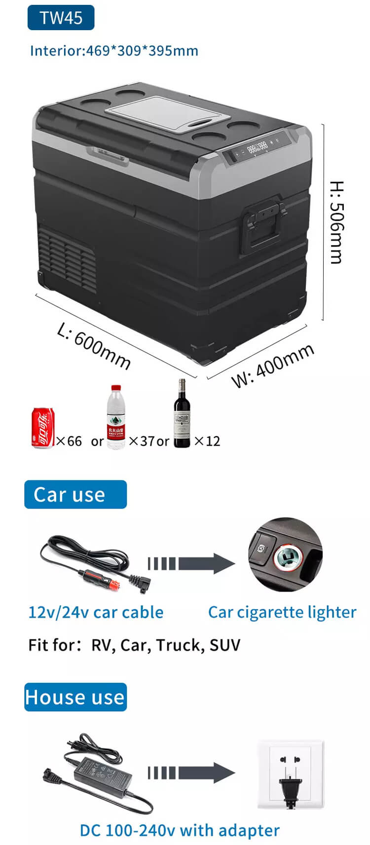 Alpicool TW45 45L 12V Mini Fridge for Camper Van Introduction Details 3