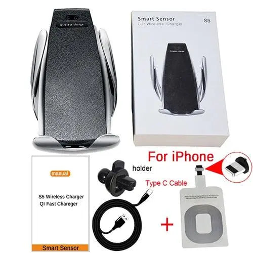 Wireless Car Phone Charger S5 Automatic Clamping Fast Charging Phone Holder Mount
