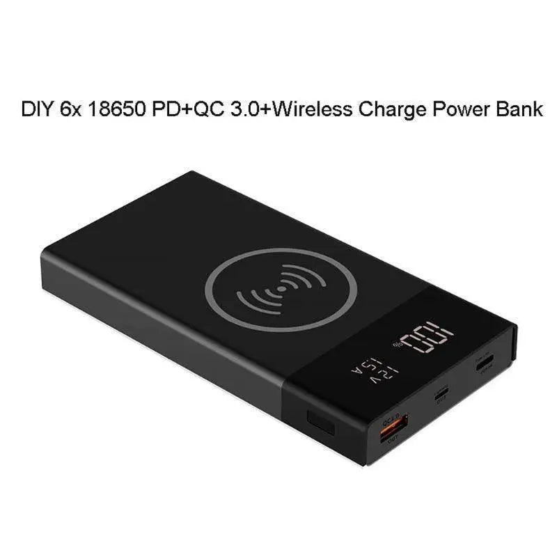 Battery DIY Qi Wireless Charger QC3.0 USB Type C PD Power Bank Box Case