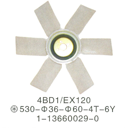 1-13660029-0 1136600290 ISUZU 4BD1 ENGINE Fan Blade For FAN COOLING Hitachi EX100-2 EX100-3 EX120-3 EX120-2 EX90 Excavator Parts