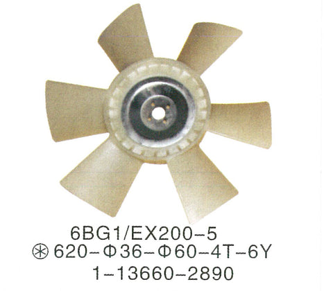 1-13660289-1 1136602891 ISUZU 6BG1 ENGINE Fan Blade FAN COOLING For Hitachi EX200-5 EX210H-5 EX225USR EX200LC EX210-5 Excavator Parts