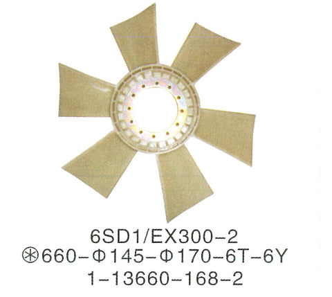 1136601433 1-13660143-3 1136602970 ISUZU 6SD1 ENGINE Fan Blade FAN COOLING For Hitachi ex300-2 ex300-3 ex300-5 Excavator Parts