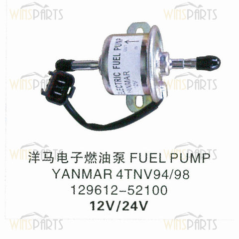 129612-52100 12961252100 Yanmar 4TNV98 3TNV88 4TNV88 Engine Electric FUEL FEED PUMP For Hitachi ZX52U-3F ZX48U-3F ZX38U-3F ZX33U-3F Excavator Parts