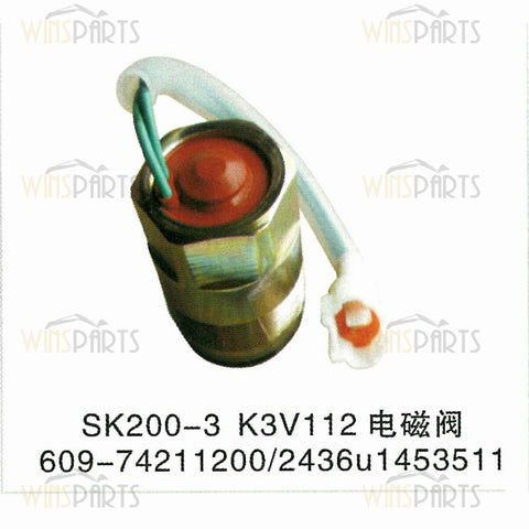 2436U1453S11 609-74211200 K3V112 SOLENOID VALVE ASSY Kobelco SK160LC SK220LC SK330LC SK400LC Excavator Spare parts