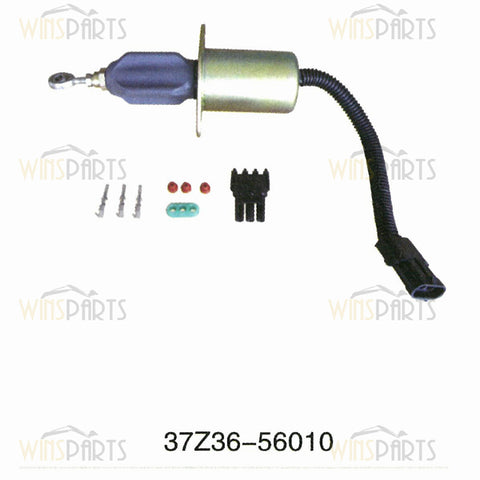37Z36-56010 3977620 CUMMINS DIESEL Fuel Shut Off Solenoid Valve Flameout Solenoid with Harness Plug Excavator Parts