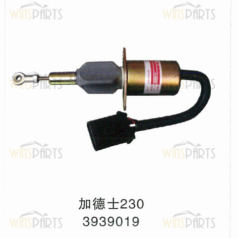 3939019 24V Fuel Shut Off Solenoid Valve Cummins 6CT8.3 Flameout Solenoid For Komatsu Hyundai Excavator Spare Parts
