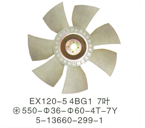 5-13660299-1 5136602991 ISUZU 4BG1 ENGINE WATER Fan Blade COOLING FAN Hitachi EX100-3 EX100-5 EX120-3 EX120-5 EX130 Excavator Parts