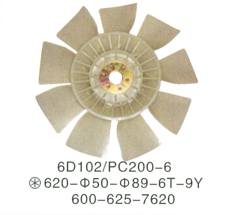 600-625-7620 6006257620 Komatsu S6D102E SAA6D102E SAA6D107E ENGINE Fan Blade For FAN COOLING PC200-6 PC200LC-7 PC200-6 PC210-8 PC220LC-6 PC240LC-8 Excavator Parts