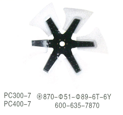 600-635-7870 6006357870 Komatsu 6D114 SAA6D125E SAA6D114E ENGINE Fan Blade For FAN COOLING PC360-7 PC300-7 PC400-7 PC300LC-8 PC390LC-10 PC360LC-10 Excavator Parts
