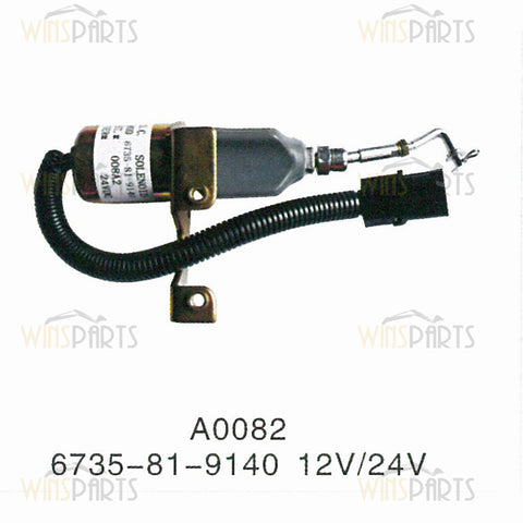 6735-81-9140 6735819140 S6D102E SOLENOIDE BOMBA DE COMBUSTIBLE Solenoide de apagado Válvula de parada Apagado Komatsu PC220LC-6LE PC250LC-6LE PIEZAS