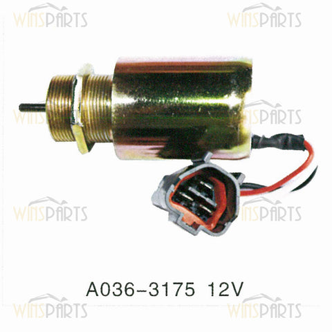 A036-3175-12 ISUZU DIESEL Engine Shutoff Solenoid Valve Flameout Stop Valve For Sumitomo Excavator ELECTRIC PARTS