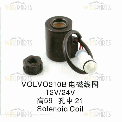 Bobina de válvula solenoide hidráulica EC210B 12V 24V para excavadora Volvo EC210LC EC230. Repuestos.
