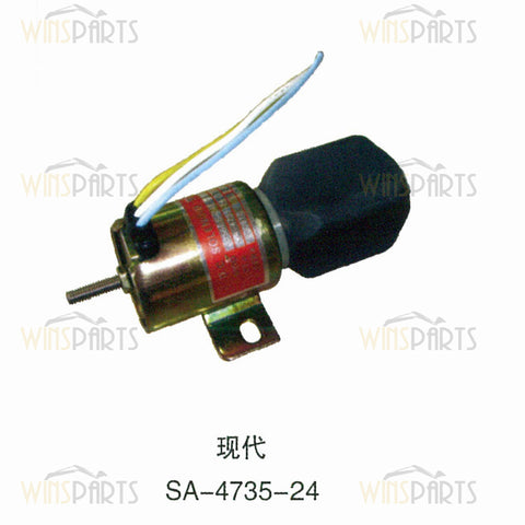 SA-4735-24 1756ES-24E3ULB1S5 24V Engine Fuel Shutoff Solenoid Valve Flameout For Hyundai JCB VOLVO R200-5 Excavator Parts