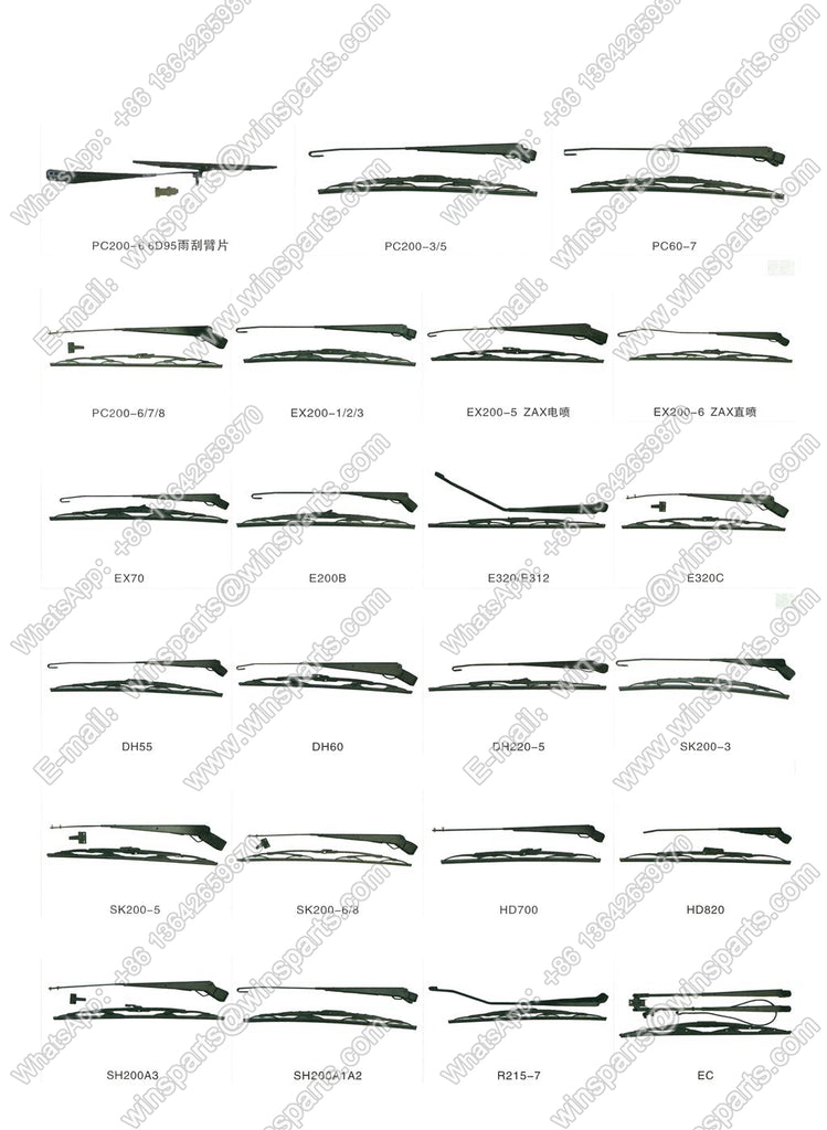 Limpiaparabrisas para excavadoras Kobelco Hitachi Caterpillar Komatsu