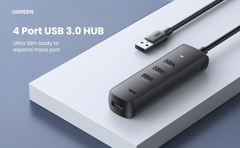 UGREEN Hub USB, concentrador USB 3.0 de 4 puertos con cable de extensión de  3 pies, divisor USB portátil de alta velocidad para MacBook Air, Mac Mini