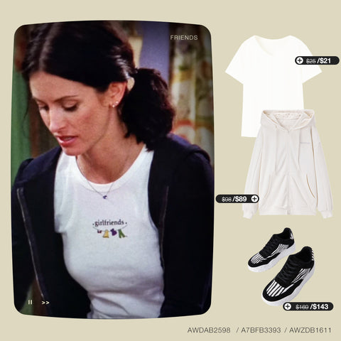 white v neck t shirt with white tracksuit