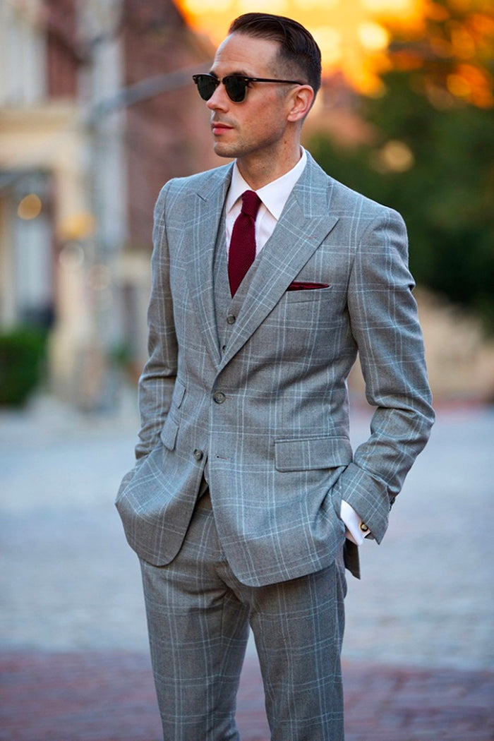 Men's Plaid Suits Tuxedo Action