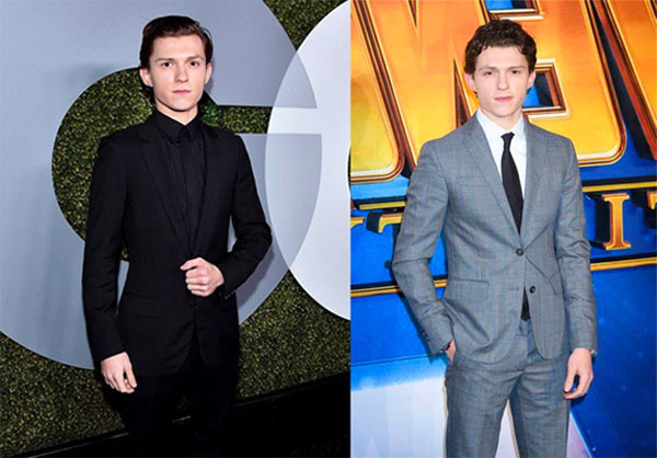 (Tom Holland wearing dark and light color contrast)