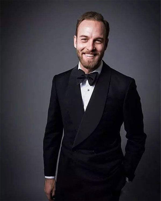 Wearing a mix of American and French Tuxedo