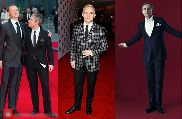 Martin Freeman, who starred in the Hobbit film series.In contrast, the solid-colored dress on the right shows a slimmer figure